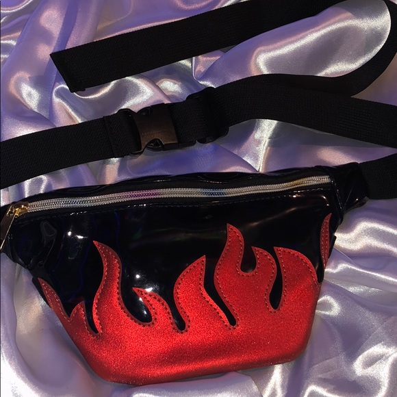Brandy Melville Handbags - 🔥 glitter Flame black fanny chest pack bag 🔥